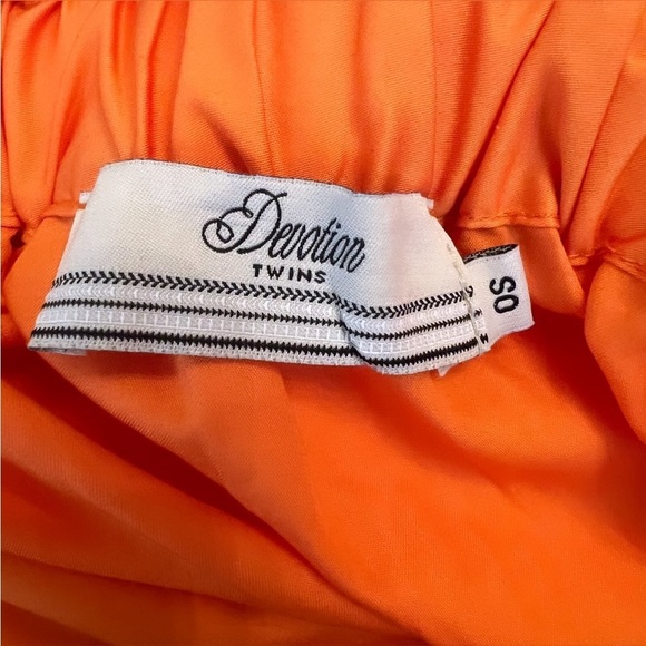 DEVOTION TWINS Bright Orange Cotton Poplin Sleeveless High-Lo Midi Dress OSFM - Picture 13 of 15